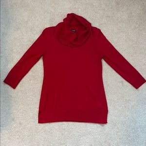 Cable & Gauge Cowl Neck Red Sweater